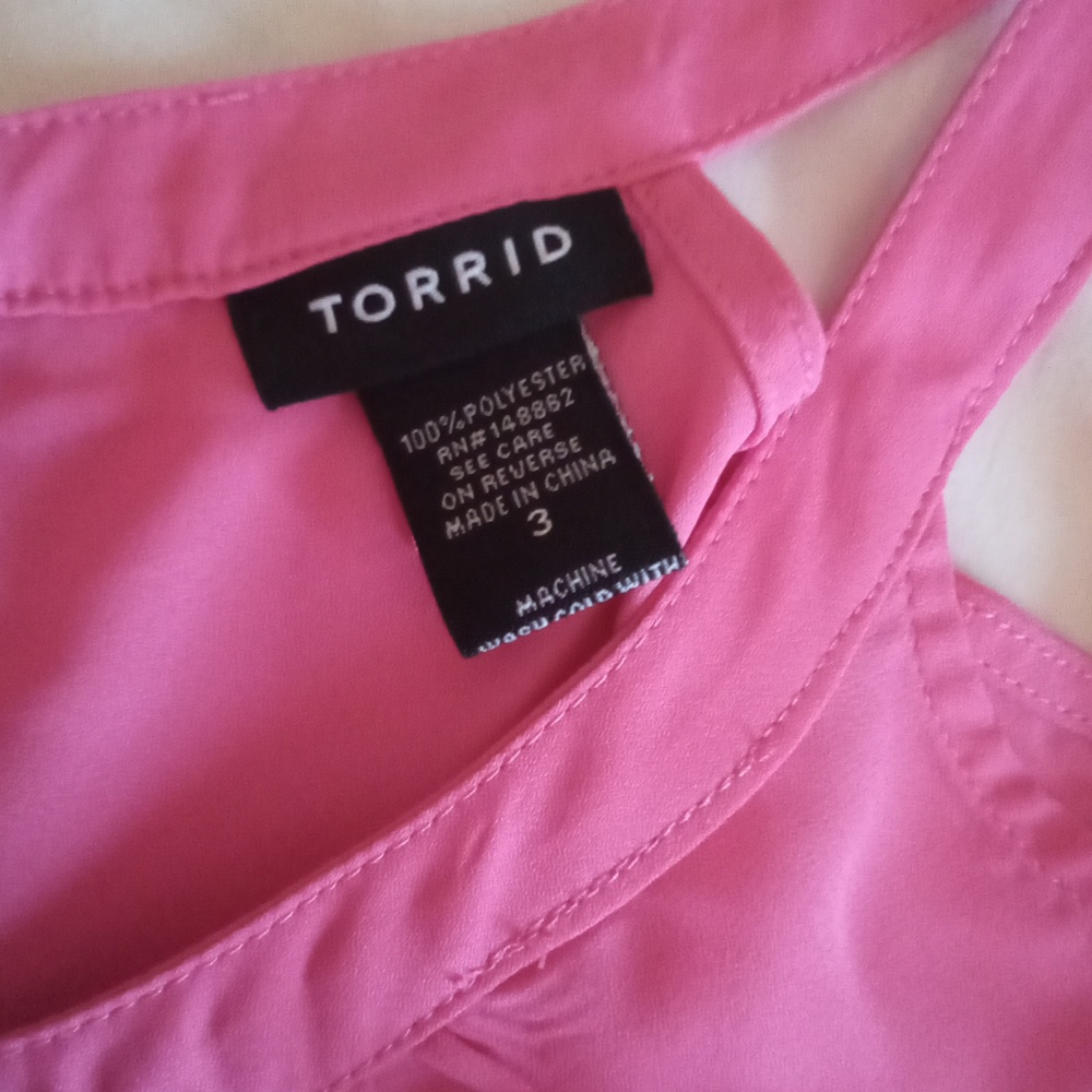 Women's Torrid Pink Sleeveless Sheer Blouse Size 3X - Picture 3 of 4